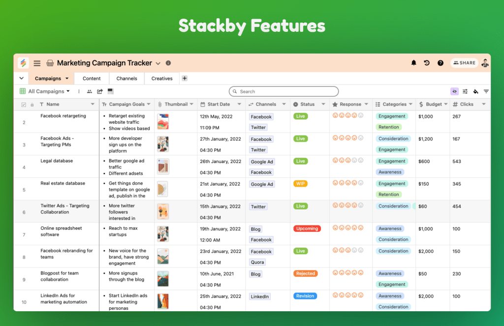 Stackby Features