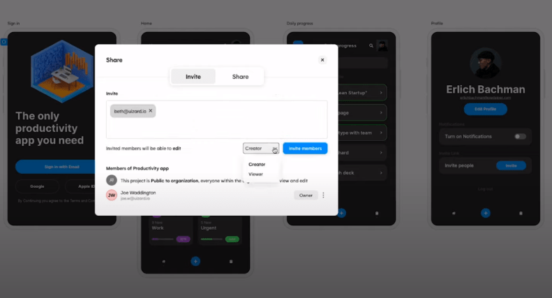 UiZard Collaboration Invites